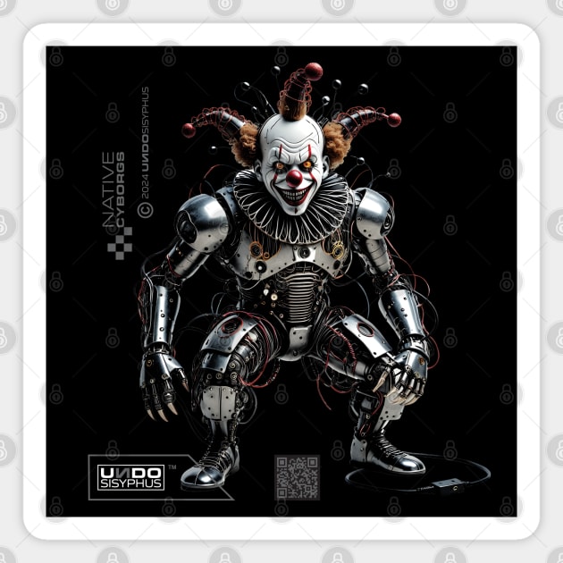 Cyborg Clown (Black) | UndoSisyphus™ Native Cyborgs Collection Magnet by UndoSisyphus